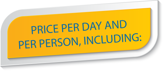 Price per day and per person, including: